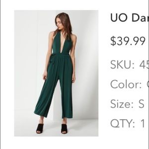 UO green plunging halter jumpsuit